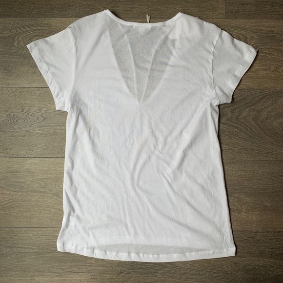 LNA Deep V Strappy Tee T-Shirt Short Sleeve Semi Sheer Relaxed fit White Small - Picture 6 of 7
